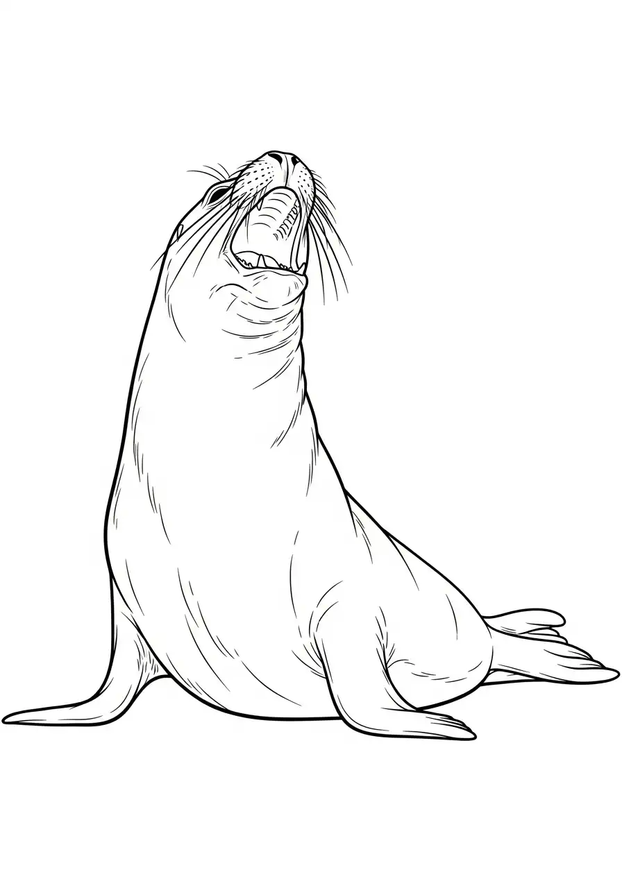 zeehond brult kleurplaat