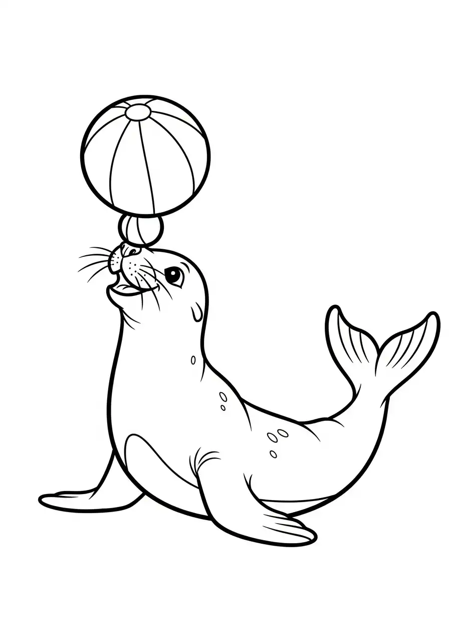 zeehond met bal artiest kleurplaat