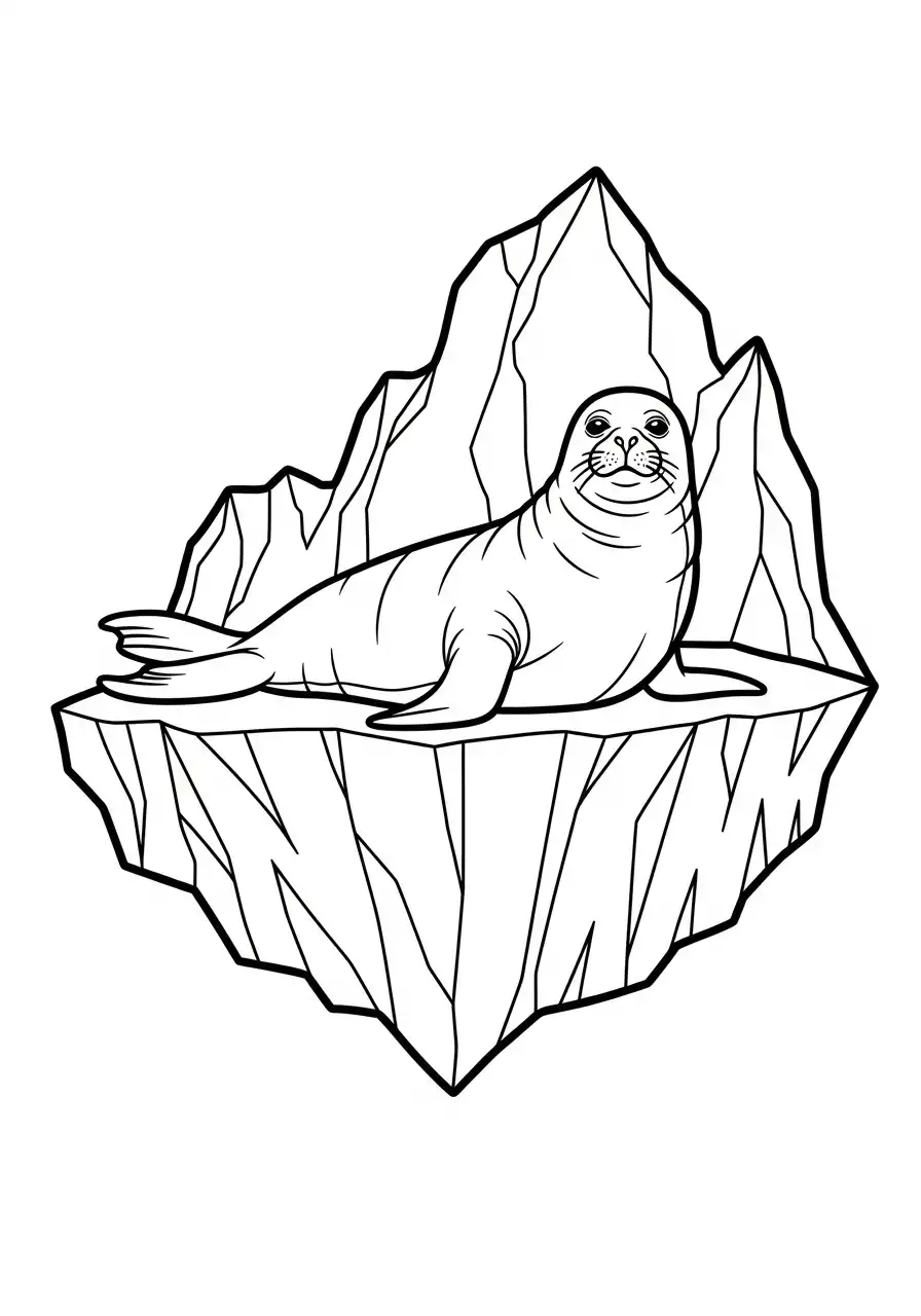zeehond op ijsberg kleurplaat