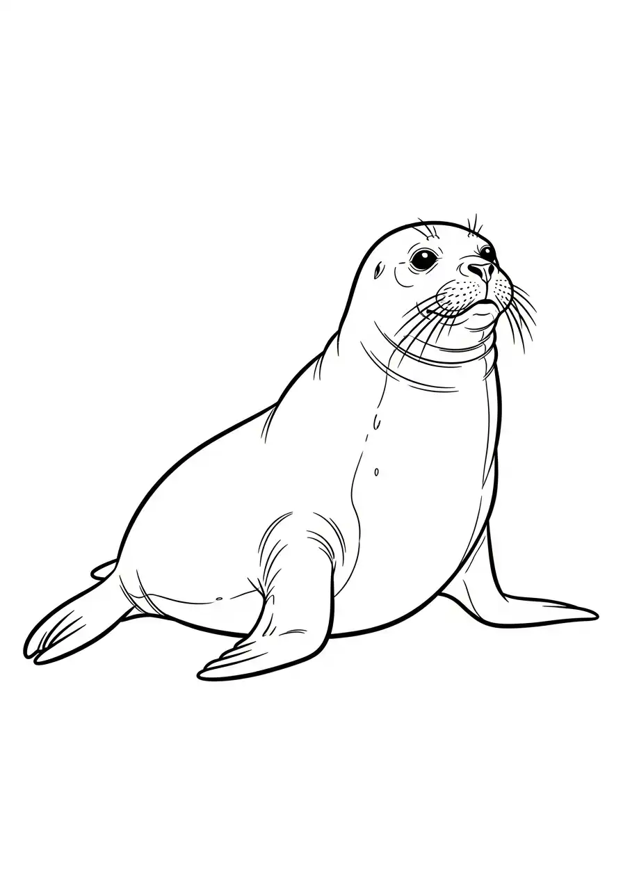 zeehond zittend kleurplaat
