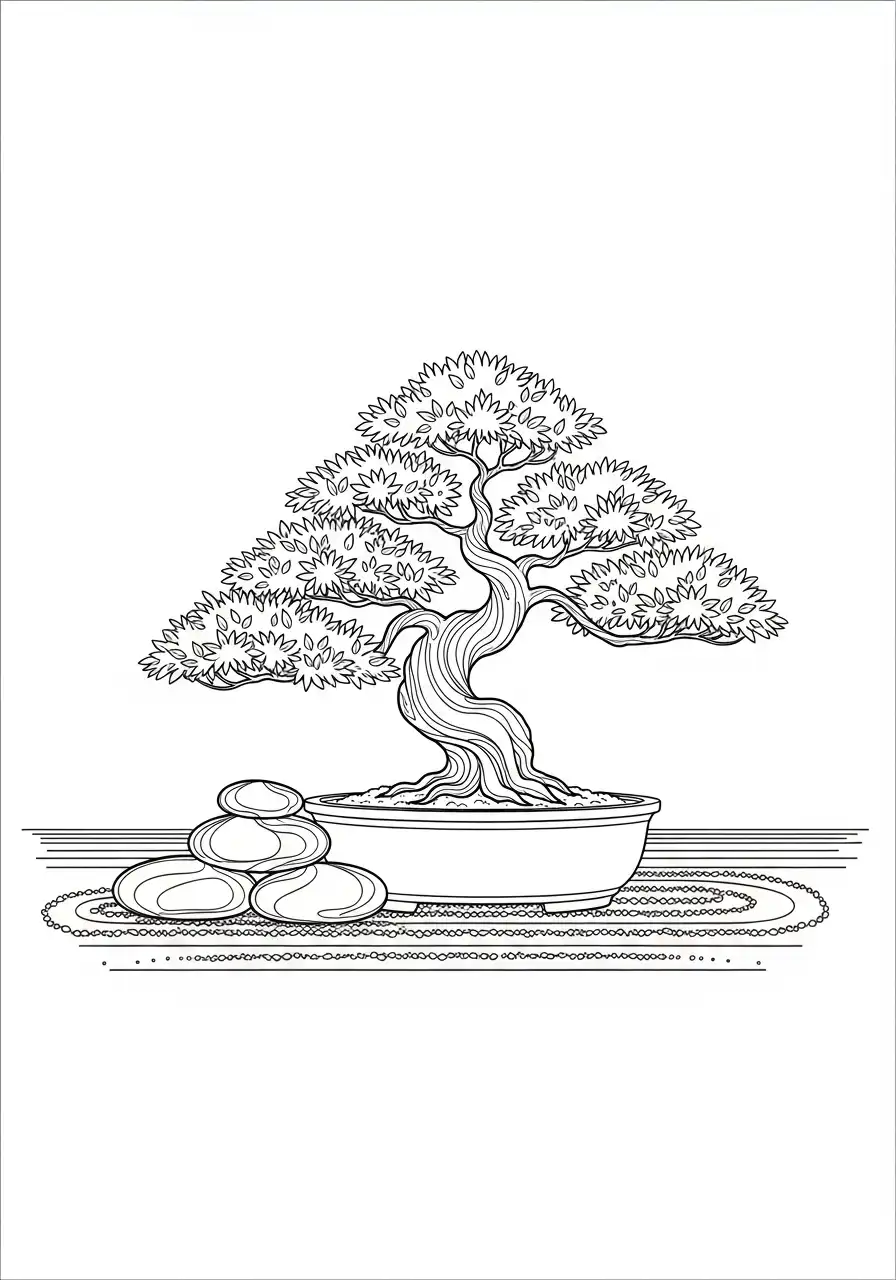 zen tuin stapel stenen kleurplaat