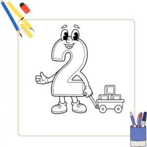 Cijfers 2 Kleurplaat thumbnail