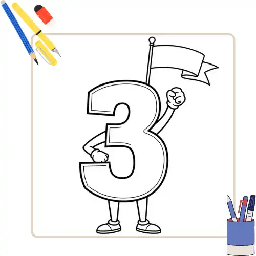 Cijfers 3 Kleurplaat thumbnail