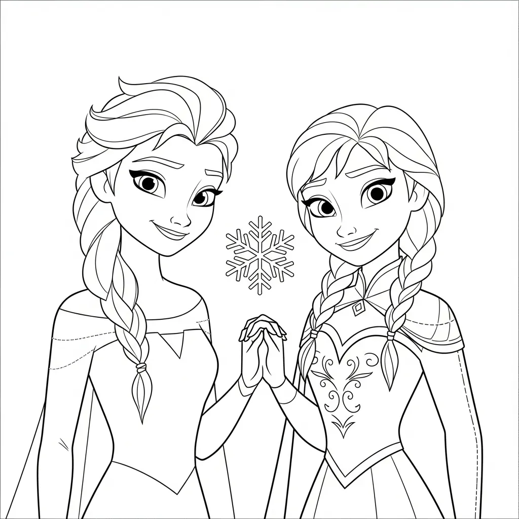 Halaman mewarnai Elsa dan Anna 1