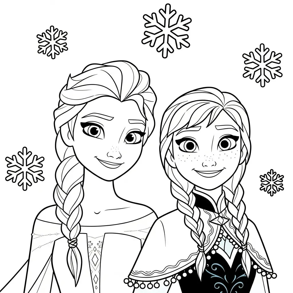 Halaman mewarnai Elsa dan Anna 2