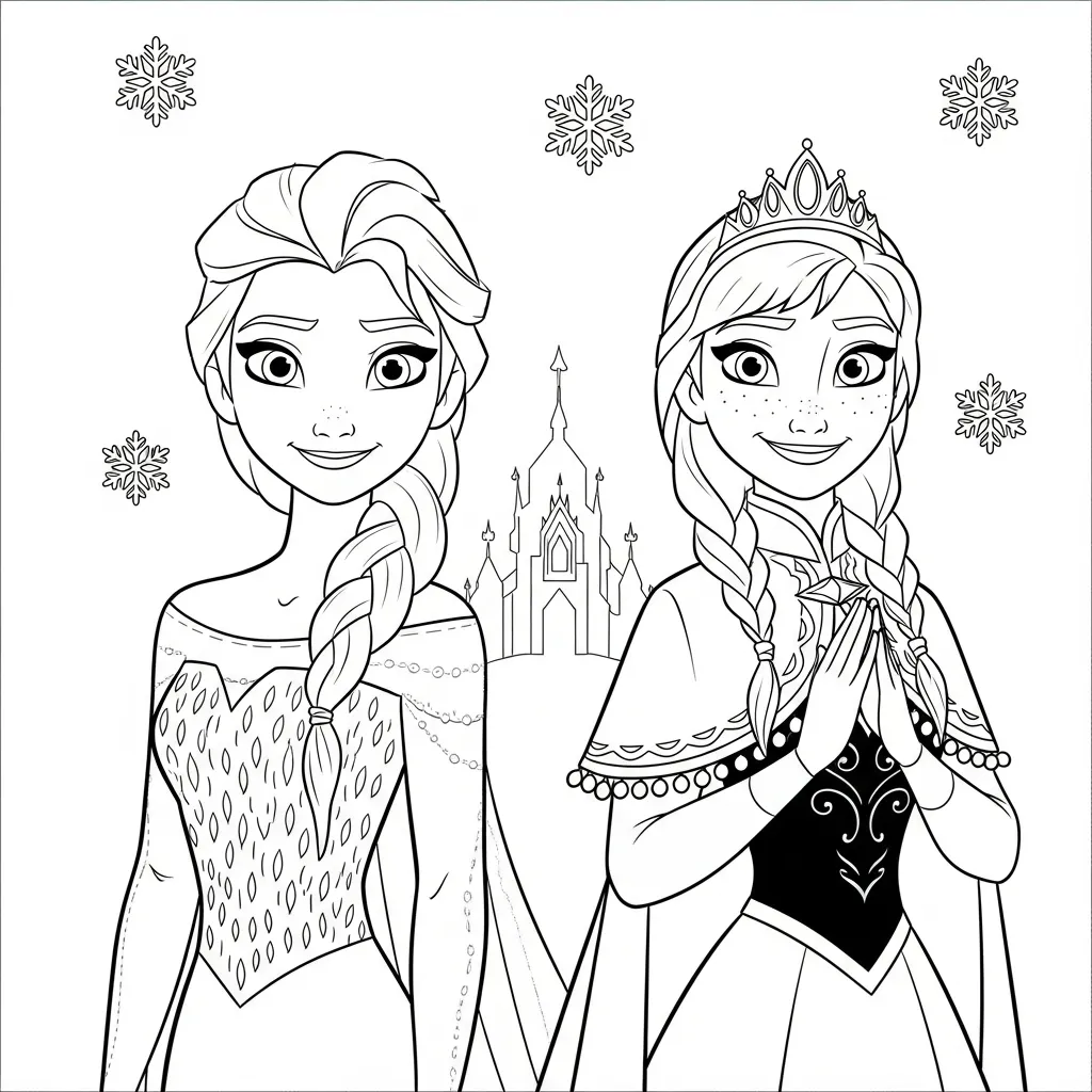 Mewarnai Elsa dan Anna