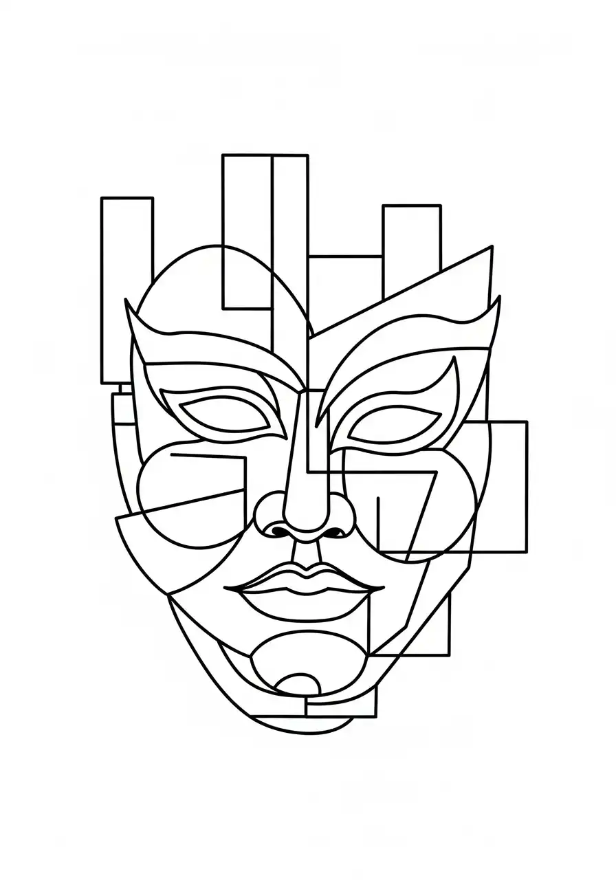 abstract geometrisch masker kleurplaat