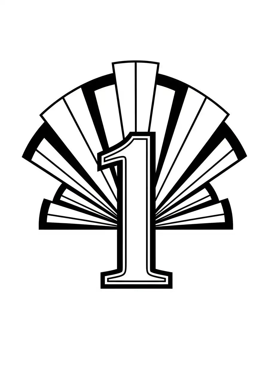 art deco waaier stijl een kleurplaat