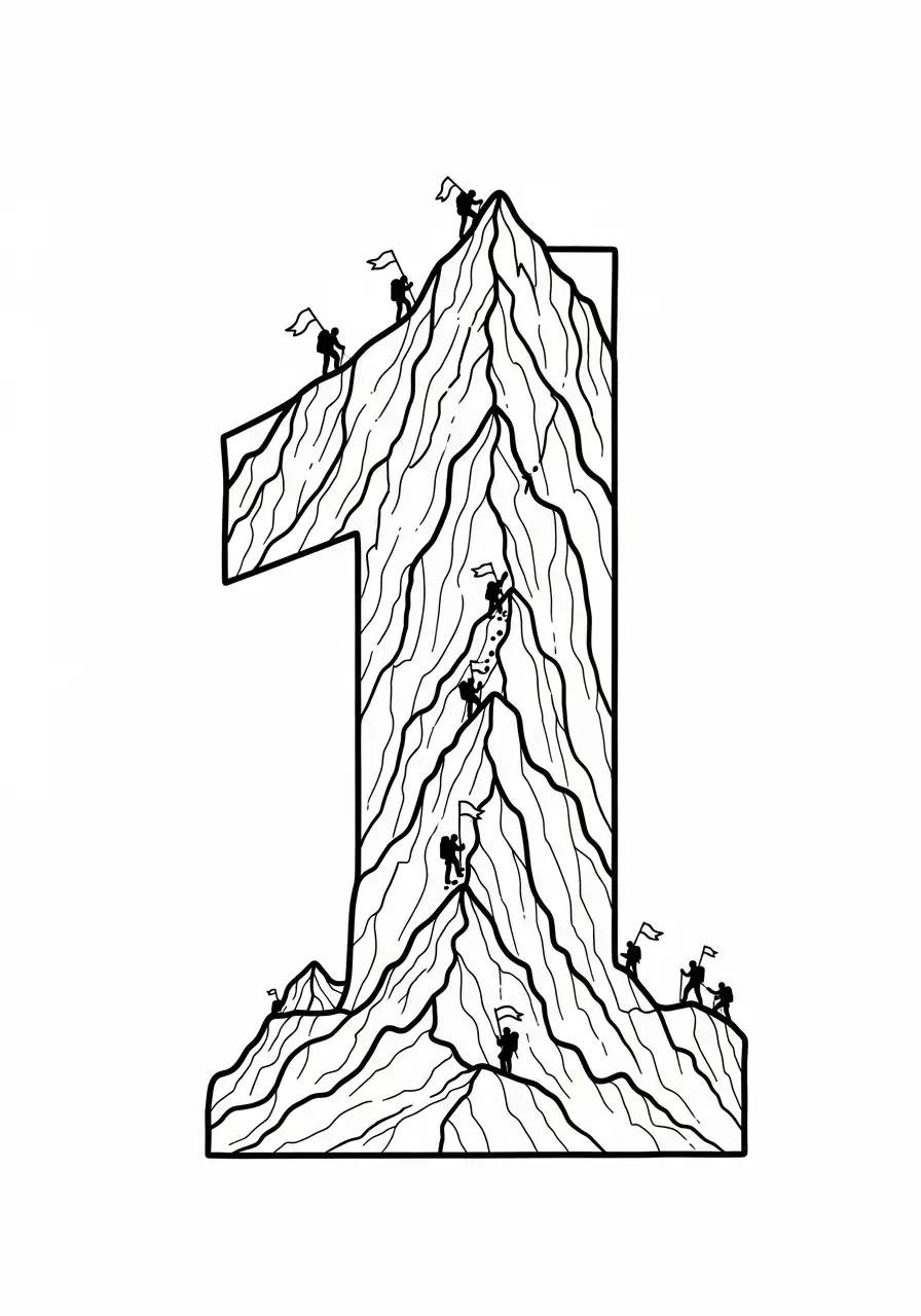 bergbeklimmen cijfer een kleurplaat