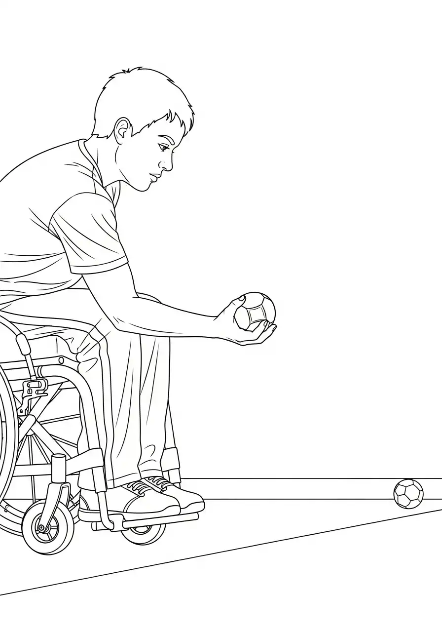 boccia speler rolstoel kleurplaat