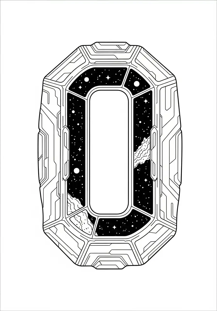 cijfer 0 futuristisch ruimte kleurplaat