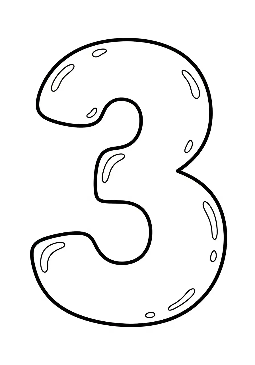 cijfer 3 bubbel zeep kleurplaat