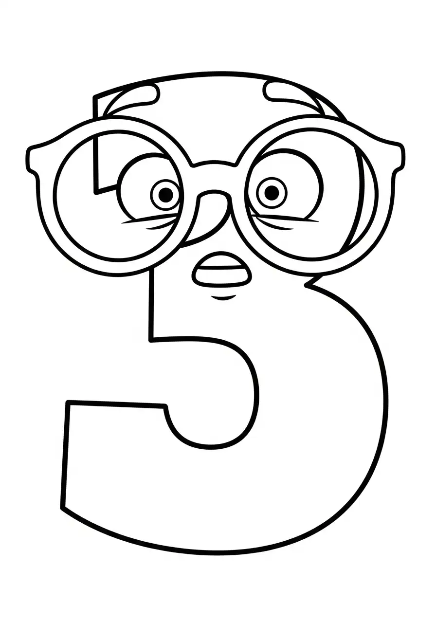 cijfer 3 nerd grote bril kleurplaat
