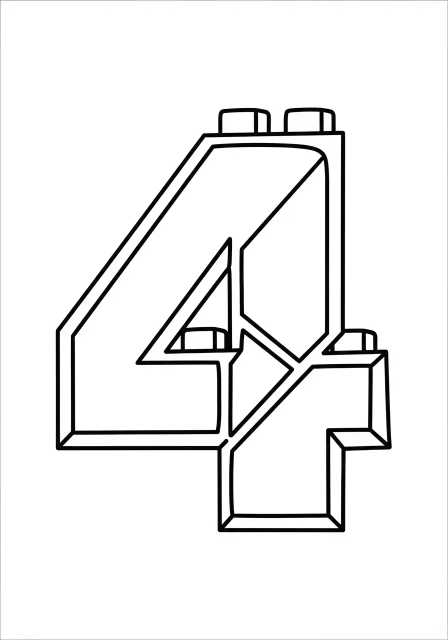 cijfer 4 bouwblokken kleurplaat