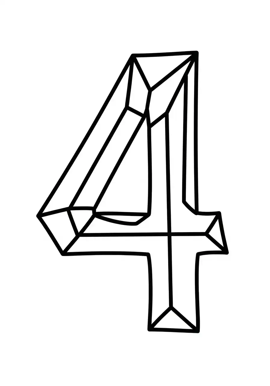 cijfer 4 geometrisch kristal kleurplaat