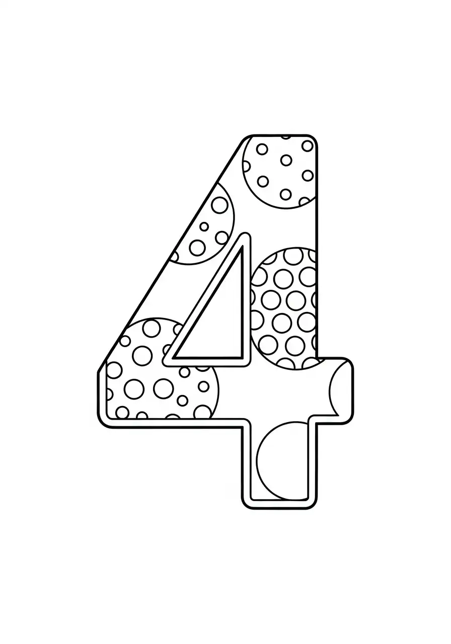 cijfer 4 stippen patroon kleurplaat