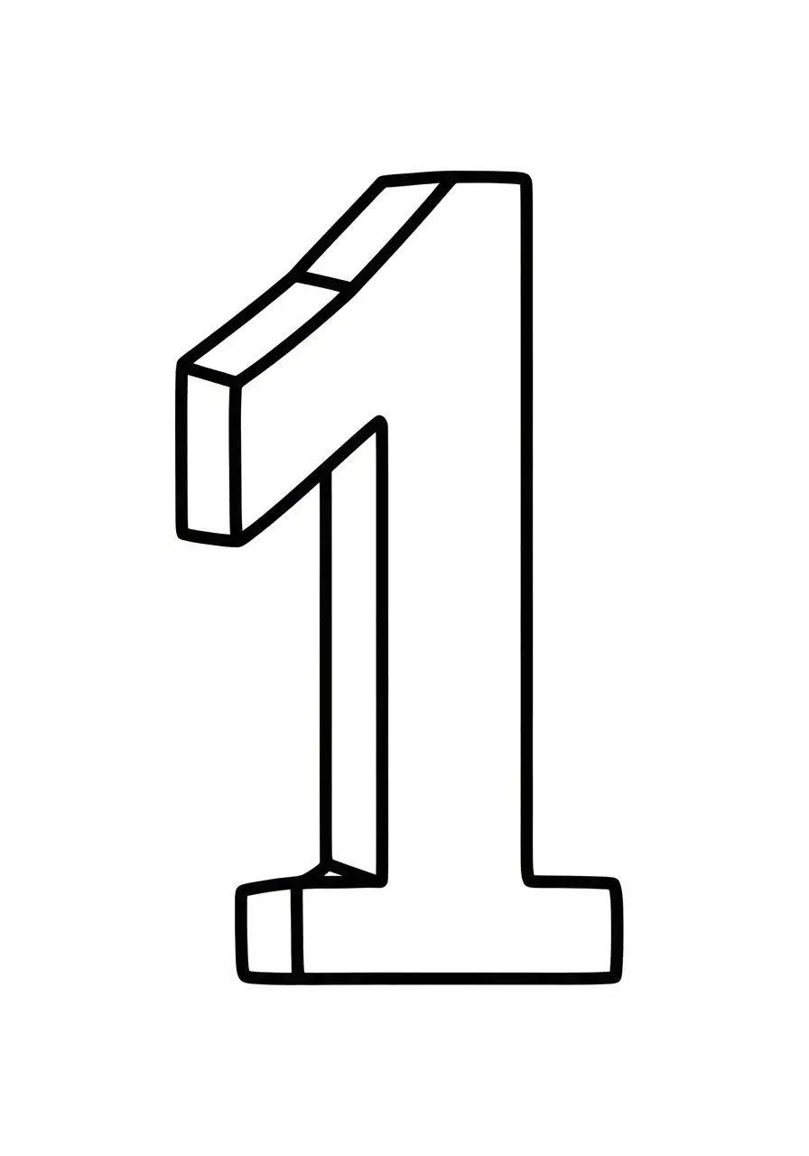 cijfer een basis 3d kleurplaat