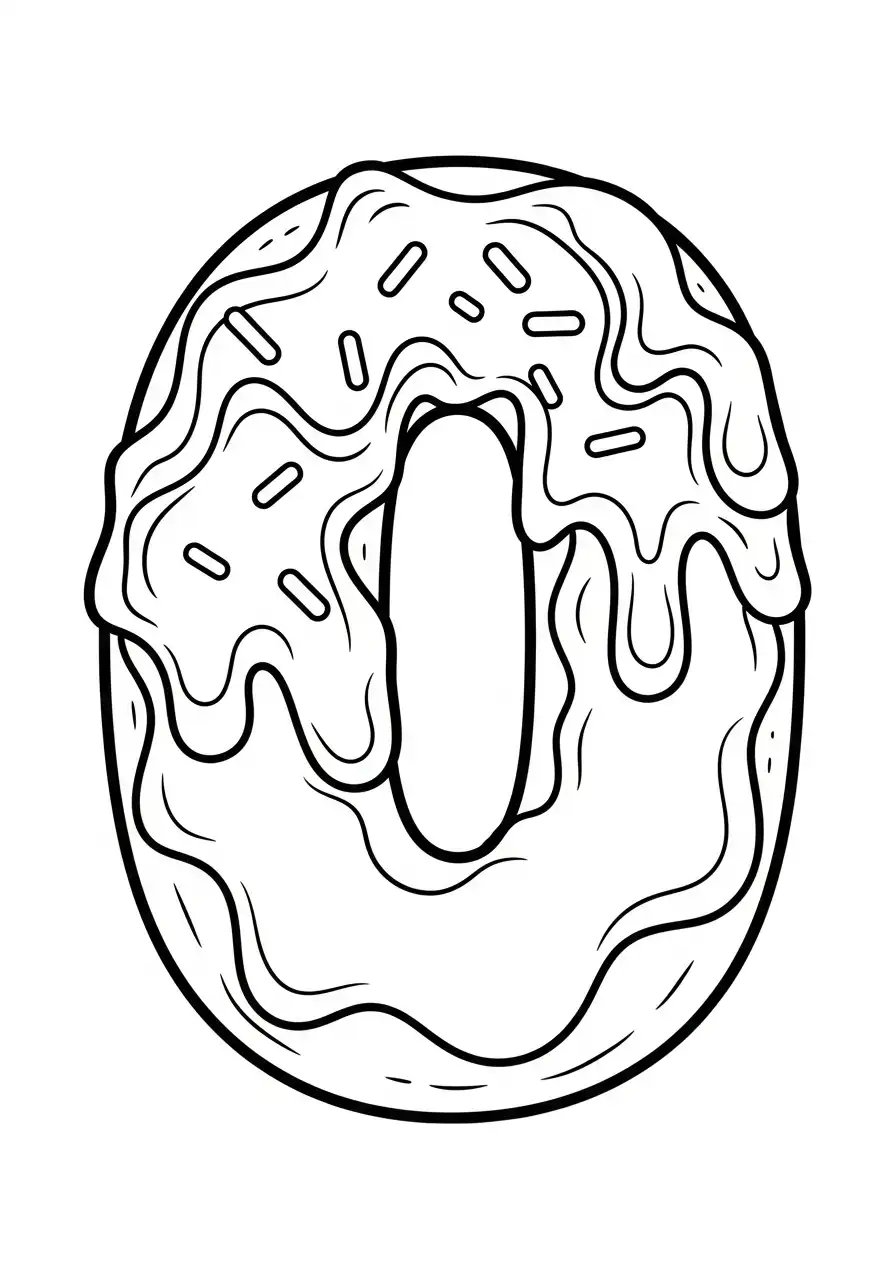 cijfer nul als geglazuurde donut kleurplaat