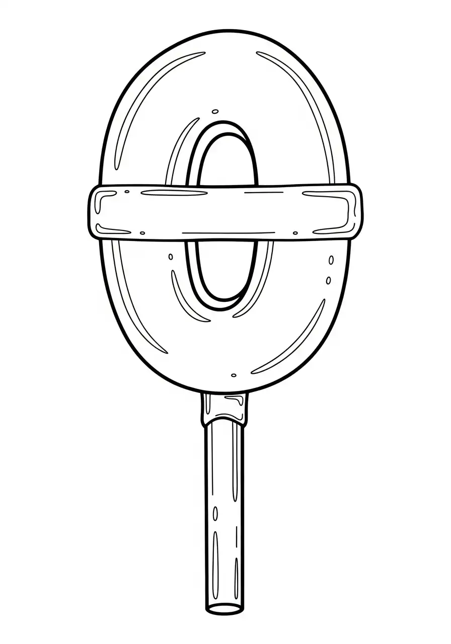cijfer nul als lolly kleurplaat