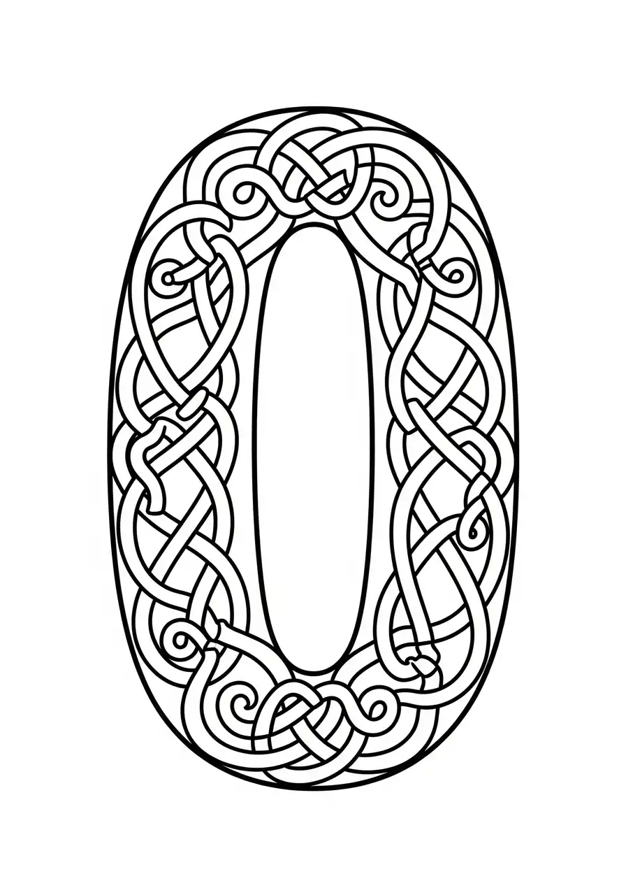 cijfer nul keltisch patroon kleurplaat