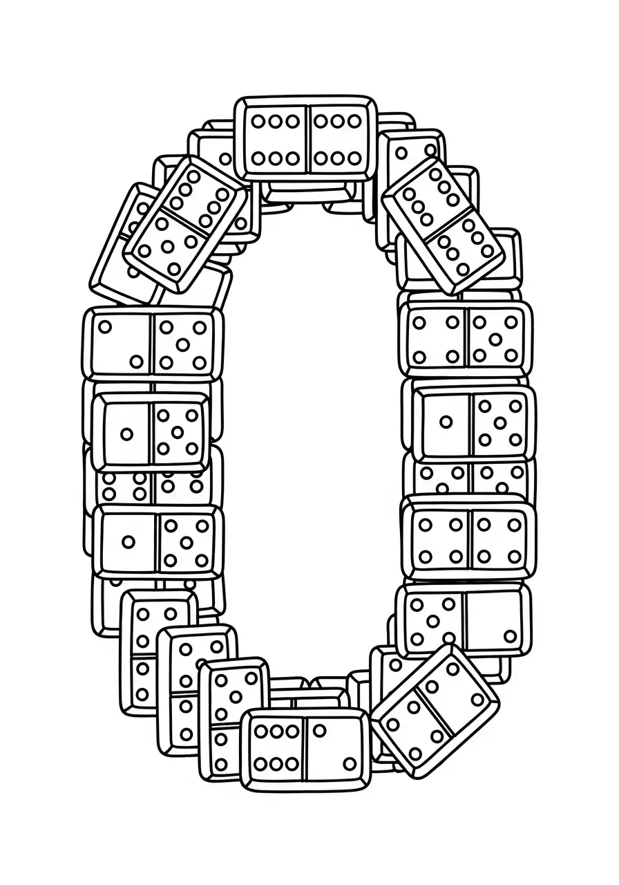 cijfer nul van dominostenen kleurplaat