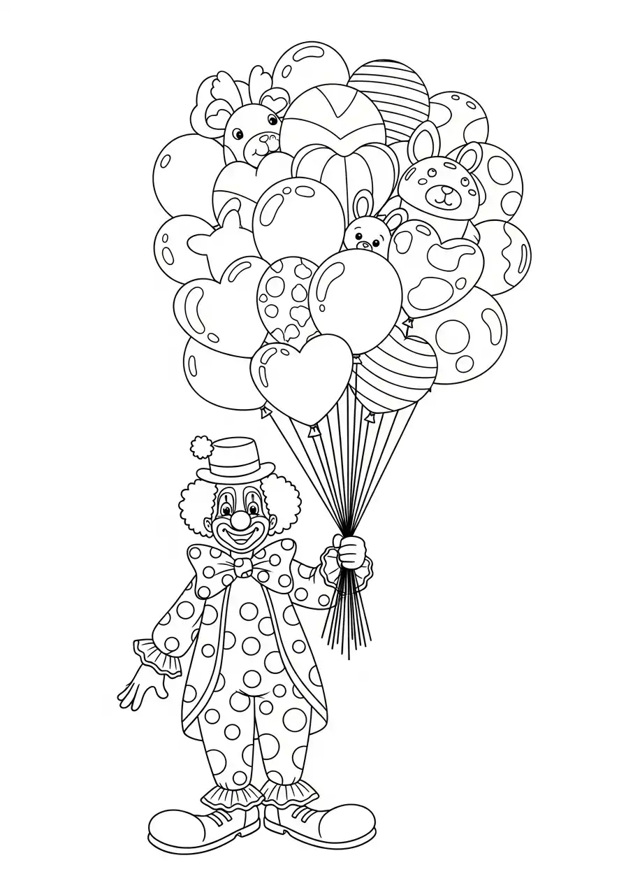 clown met ballonnen kleurplaat