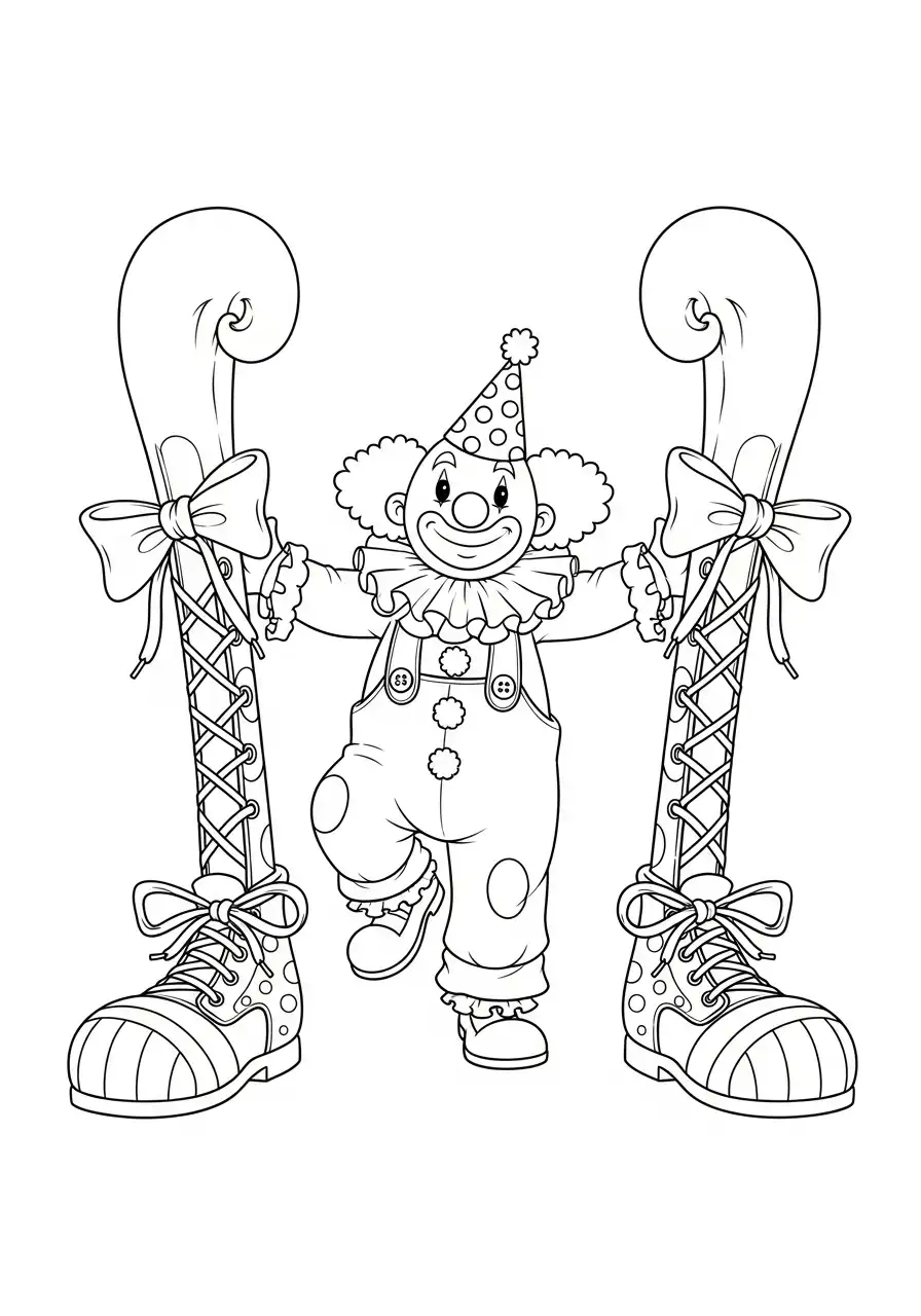clown met grote schoenen kleurplaat
