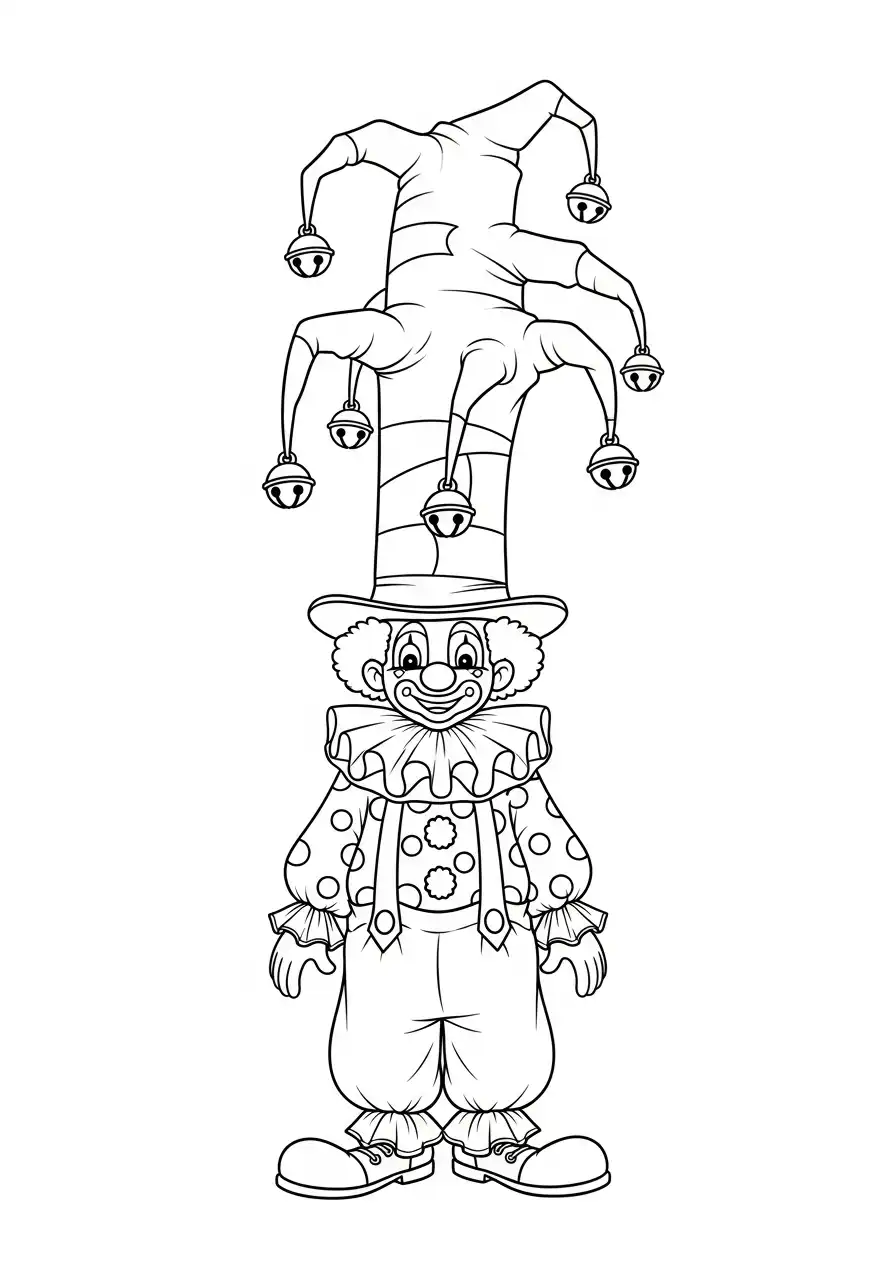 clown met narrenmuts kleurplaat