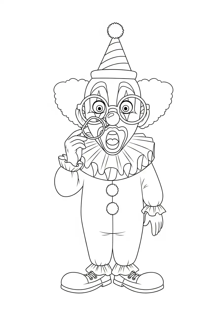 clown met vergrootglazen kleurplaat