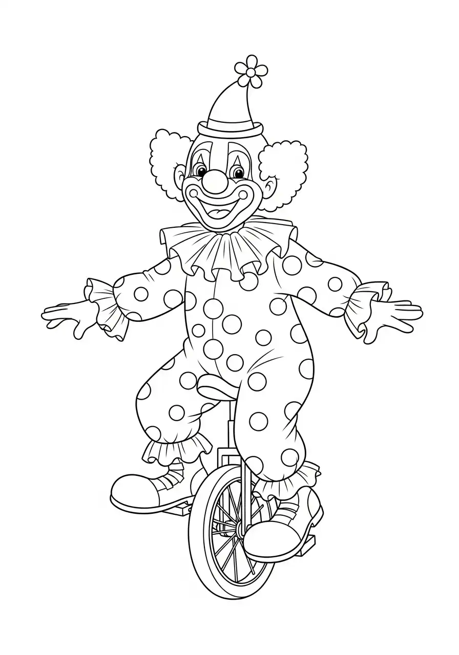 clown op eenwieler kleurplaat