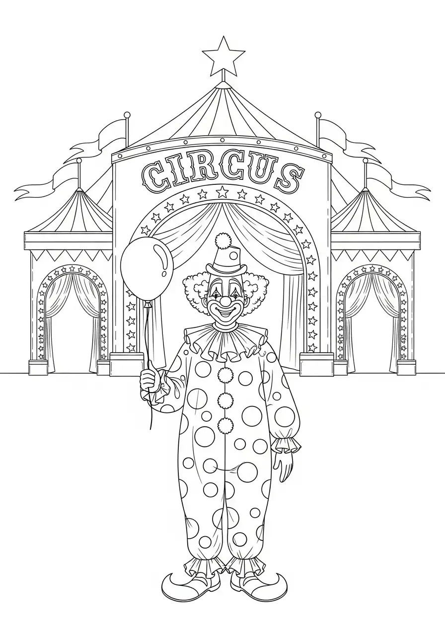 clown voor circustent kleurplaat