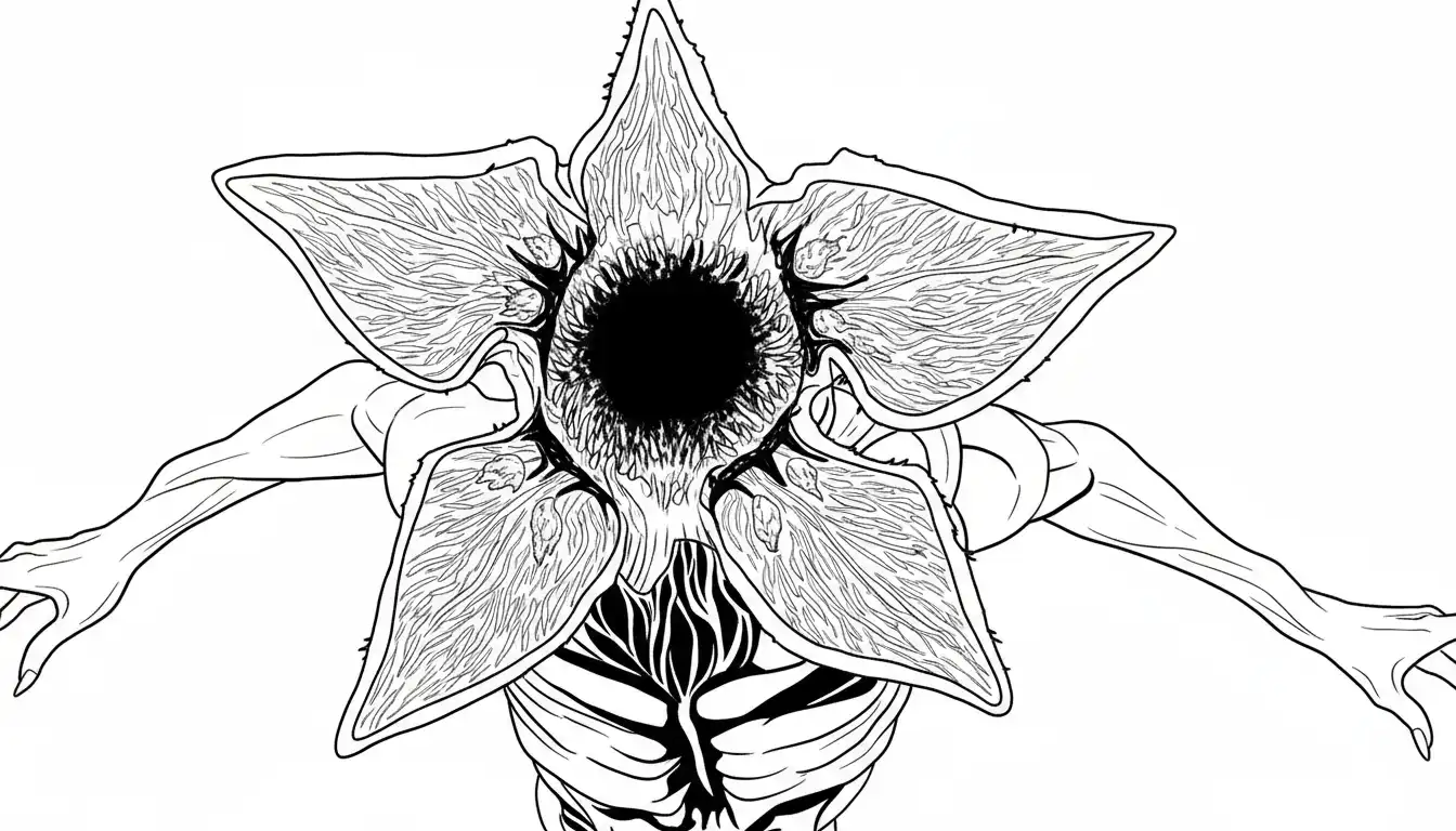 Stranger Things Kleurplaat 28 demogorgon dreigend close up kleurplaat