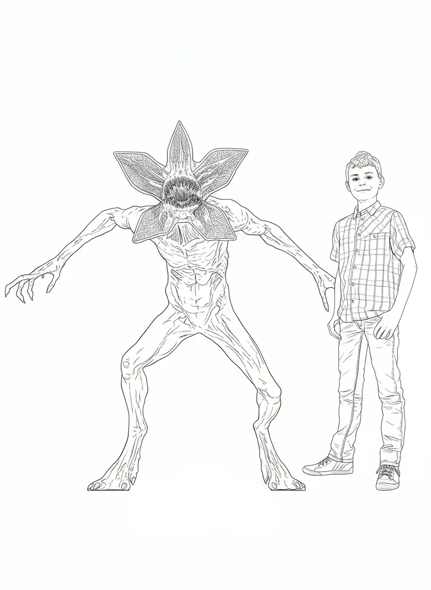 Stranger Things Kleurplaat 27 demogorgon en will byers kleurplaat