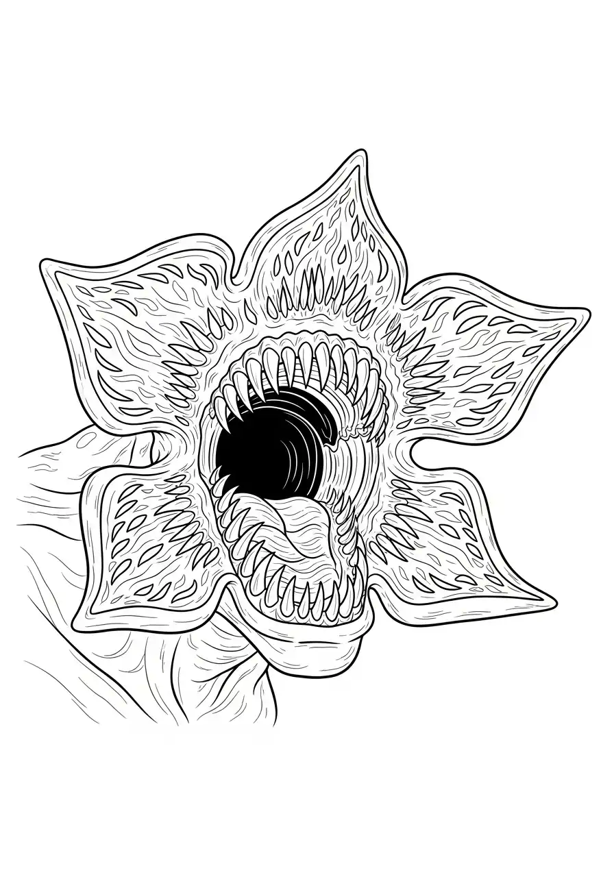 Kleurplaat Demogorgon 10 demogorgon hoofd close up kleurplaat