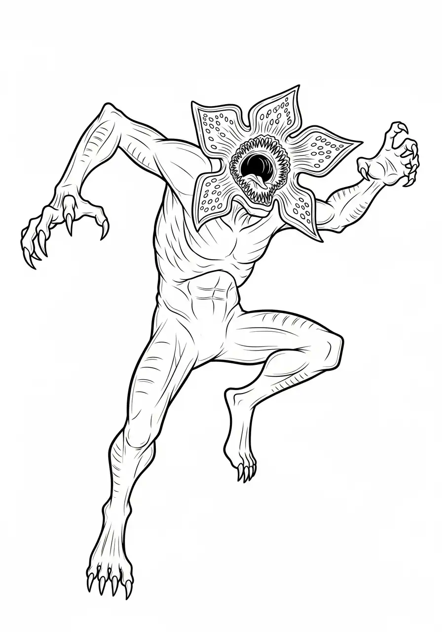 Kleurplaat Demogorgon 20 demogorgon springt aan kleurplaat