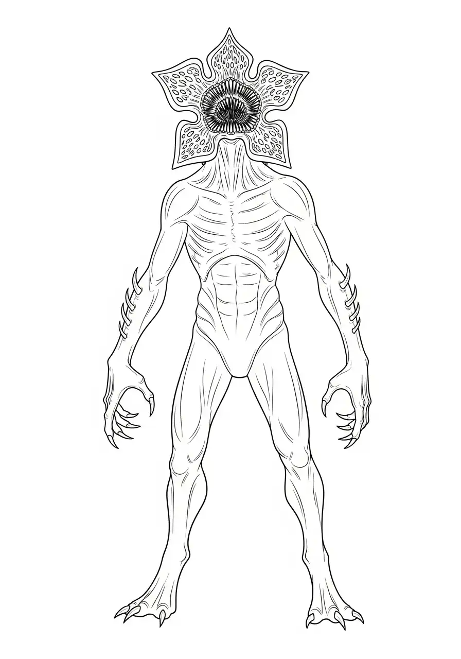 Kleurplaat Demogorgon 21 demogorgon staand achter kleurplaat