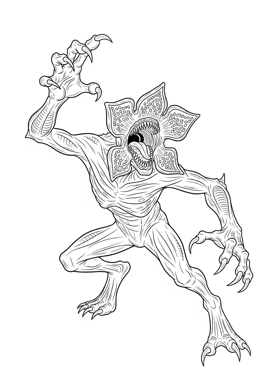 Kleurplaat Demogorgon 24 demogorgon valt aan kleurplaat