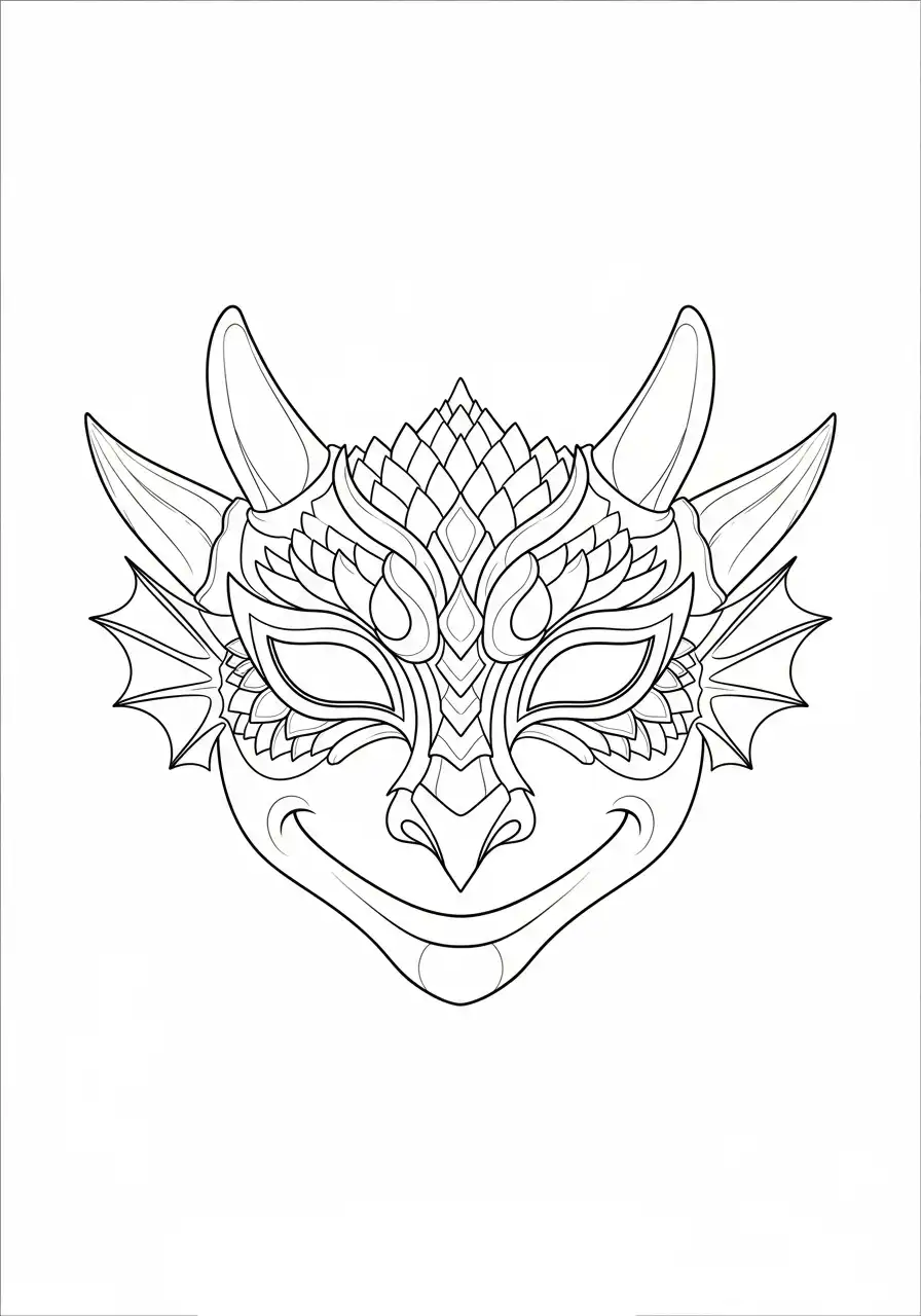 drakenmasker met hoorns kleurplaat