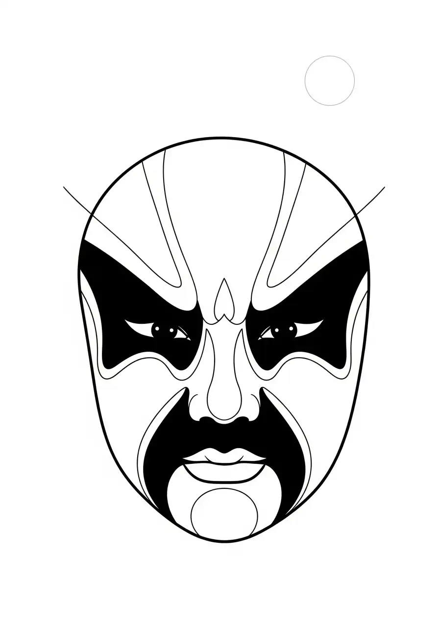 dramatisch gestileerd gezichtsmasker kleurplaat