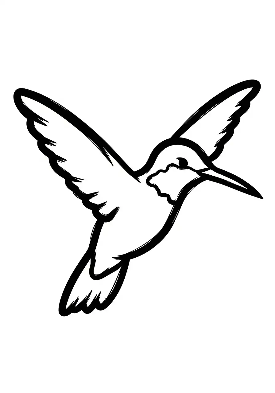 eenvoudige kolibrie outline schets kleurplaat