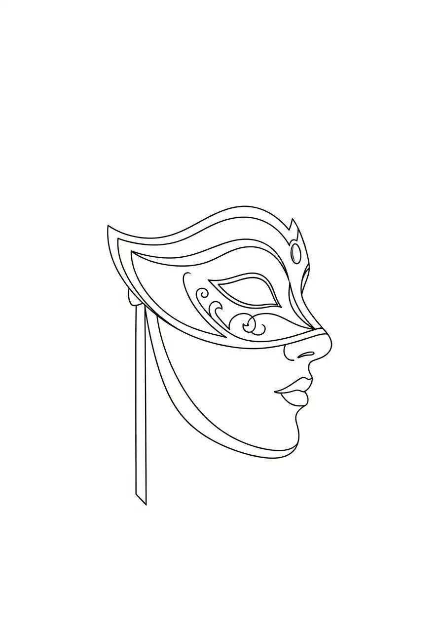 elegant venetiaans masker profiel kleurplaat