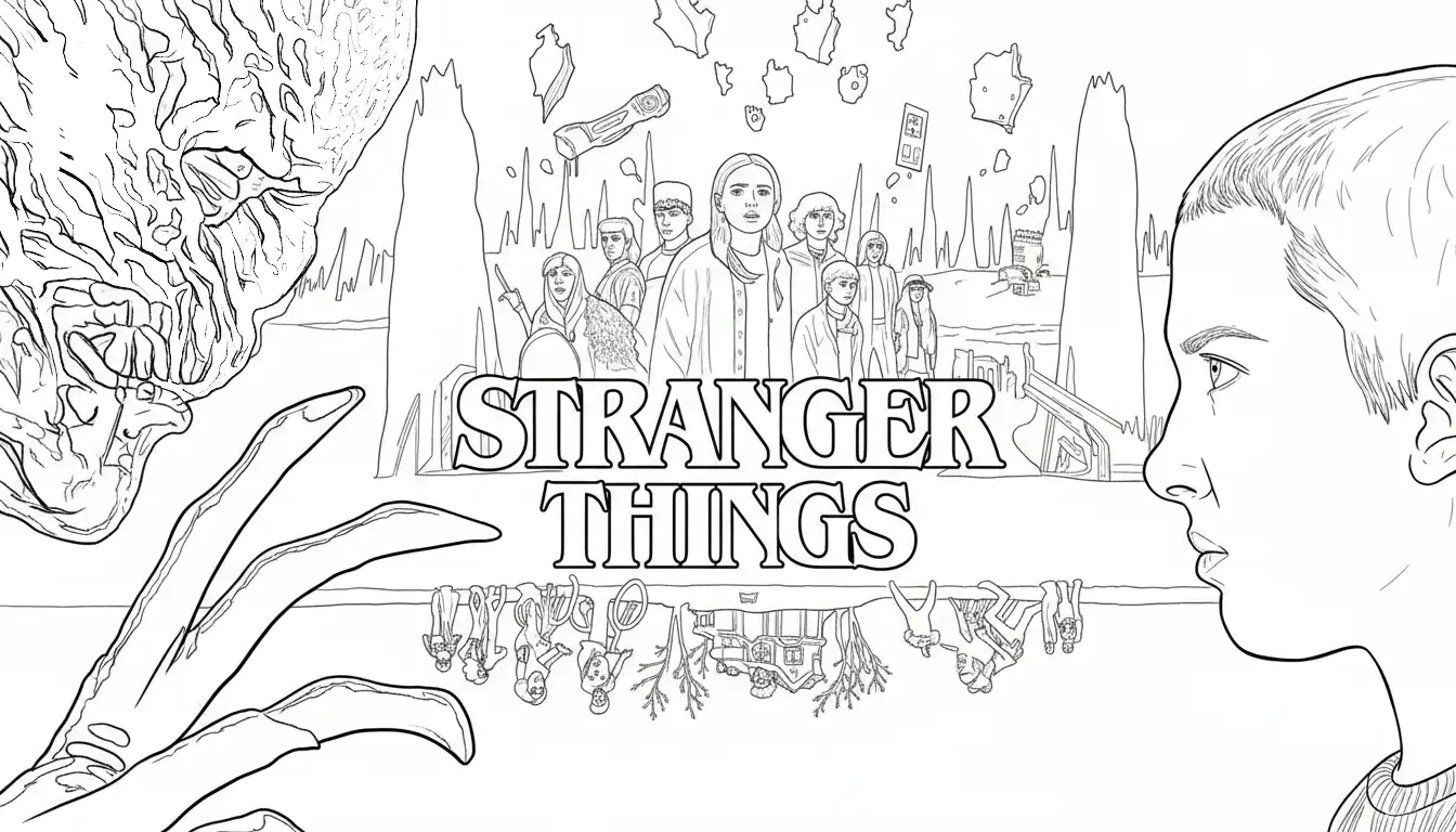 Stranger Things Kleurplaat 22 eleven en vreemde wereld kleurplaat