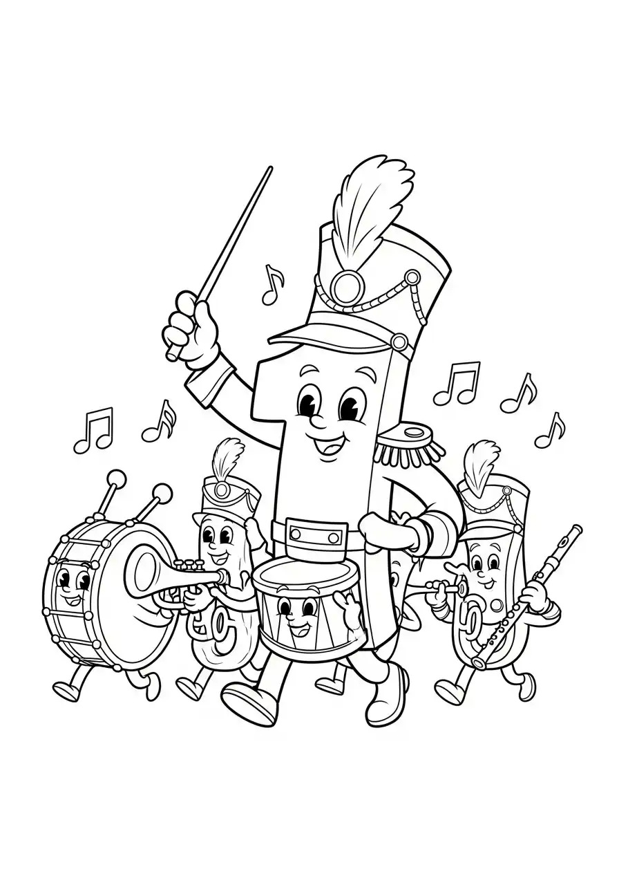 fanfare muziekkorps cijfer een kleurplaat