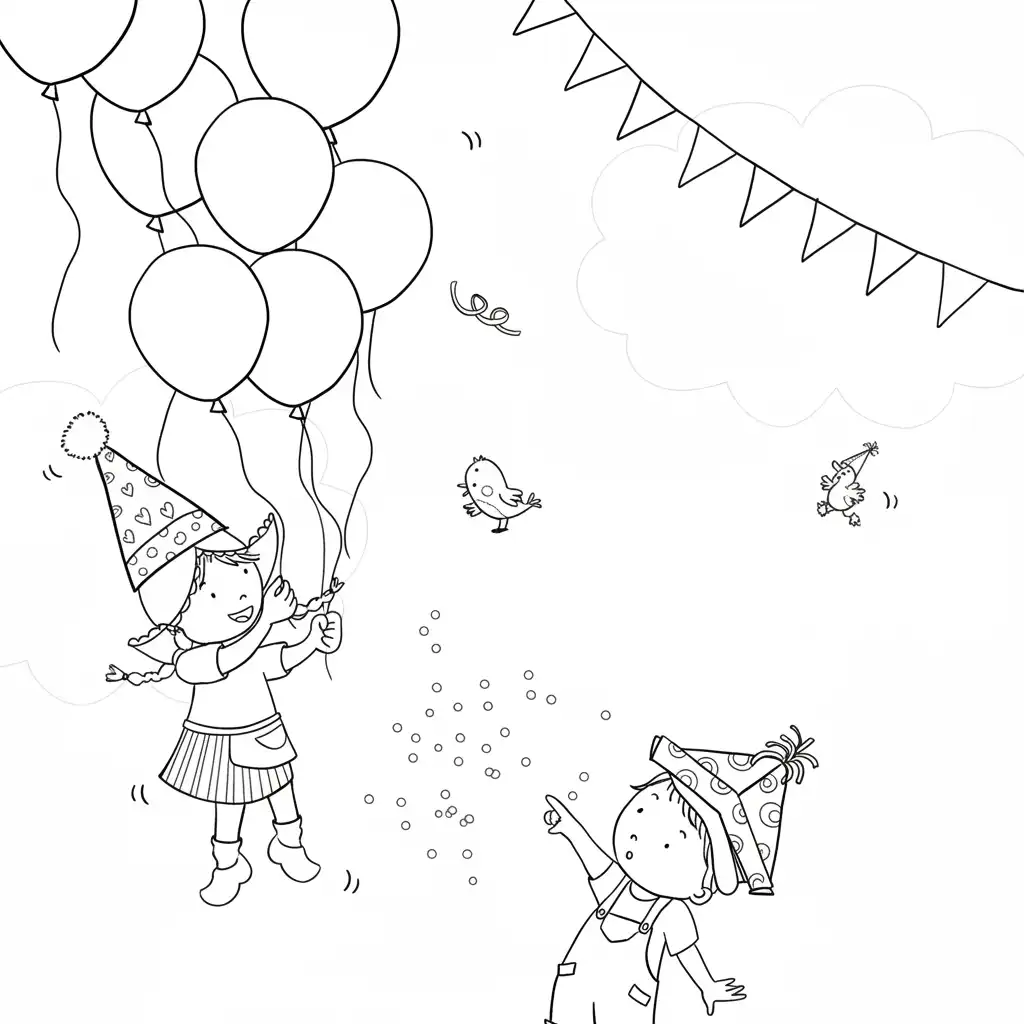 Fien en Teun Kleurplaat 9 fien en teun feest ballonnen kleurplaat