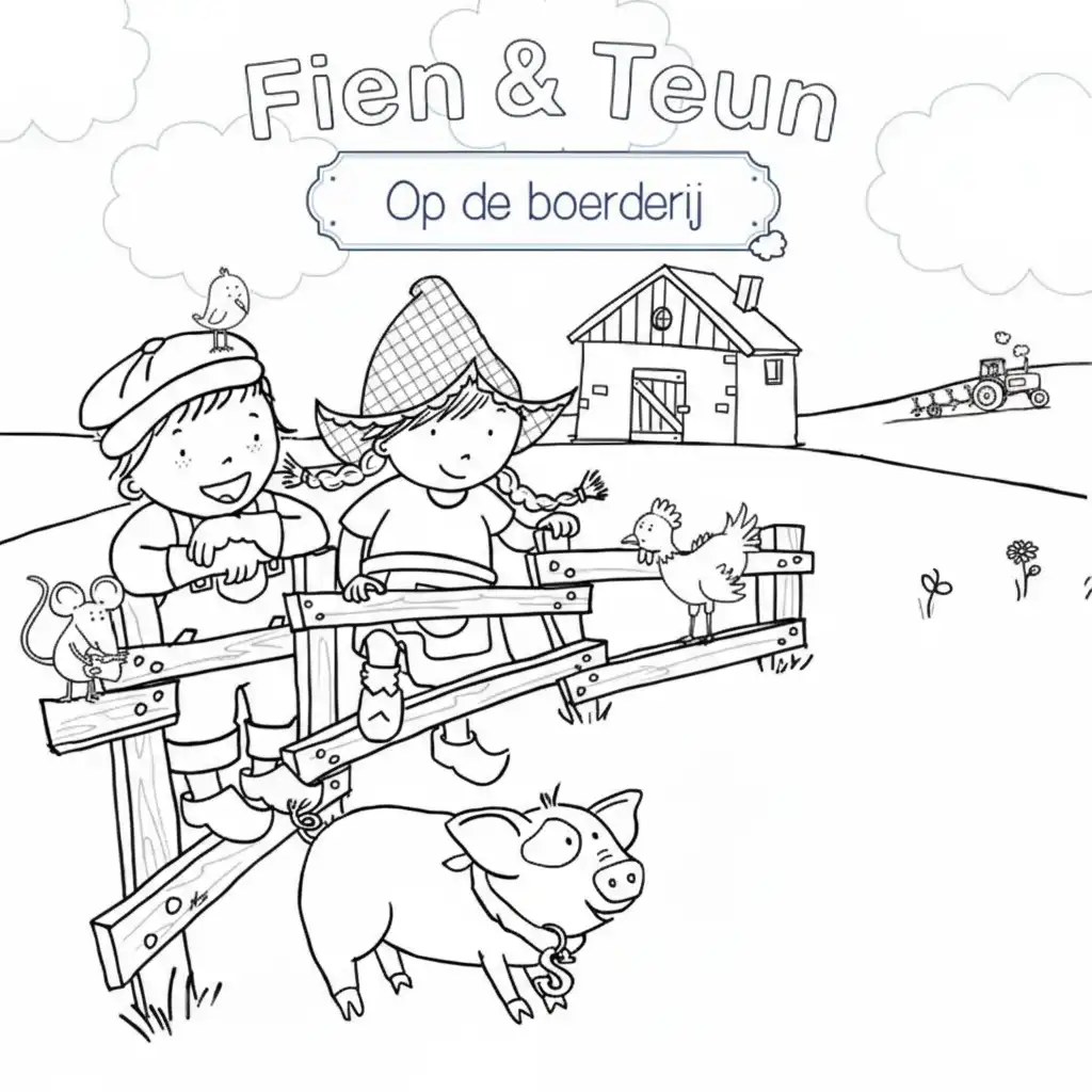 Fien en Teun Kleurplaat 15 fien en teun op de boerderij dieren kleurplaat