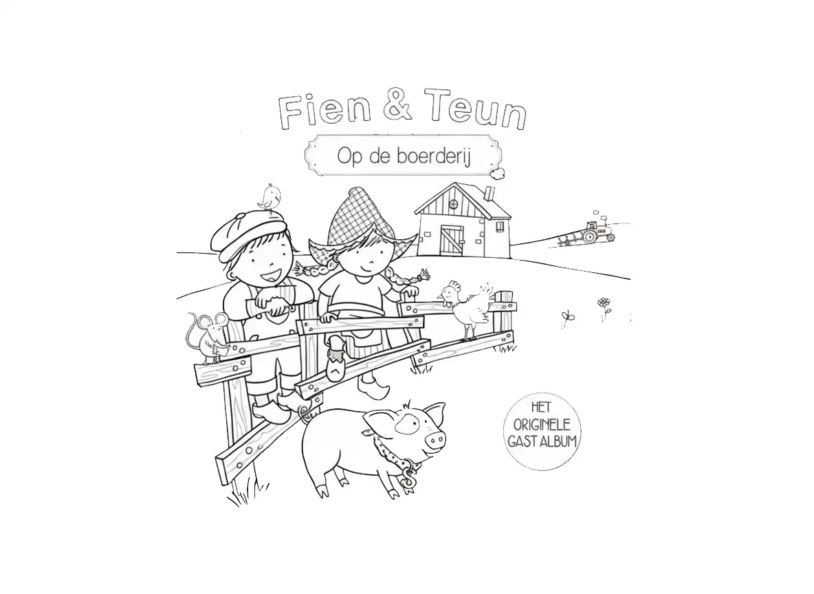 Fien en Teun Kleurplaat 16 fien en teun op de boerderij varken kleurplaat
