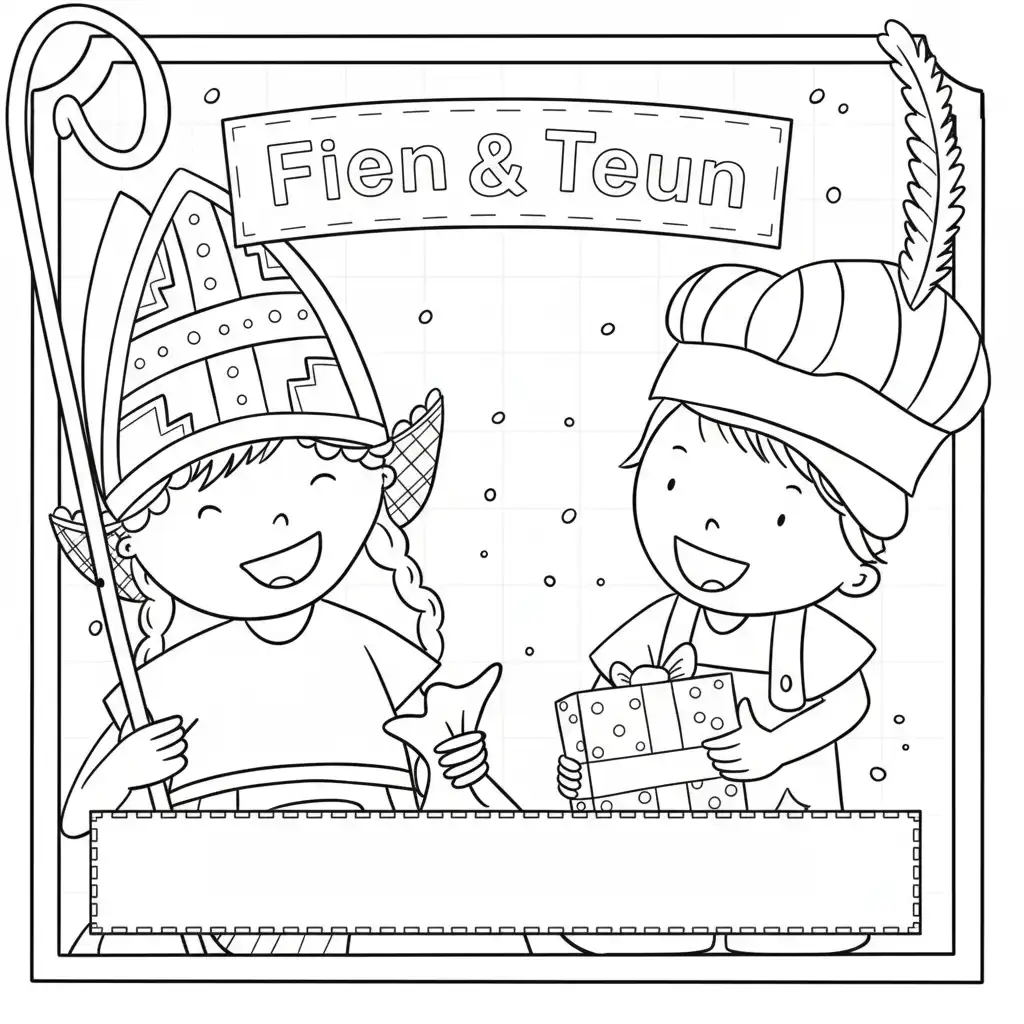 Fien en Teun Kleurplaat 19 fien en teun sinterklaas en piet cadeau kleurplaat