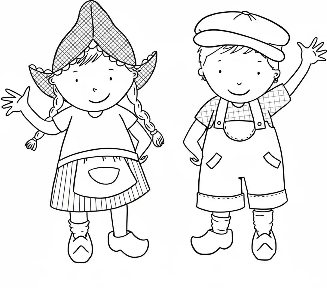 Fien en Teun Kleurplaat 21 fien en teun staan zwaaien kleurplaat