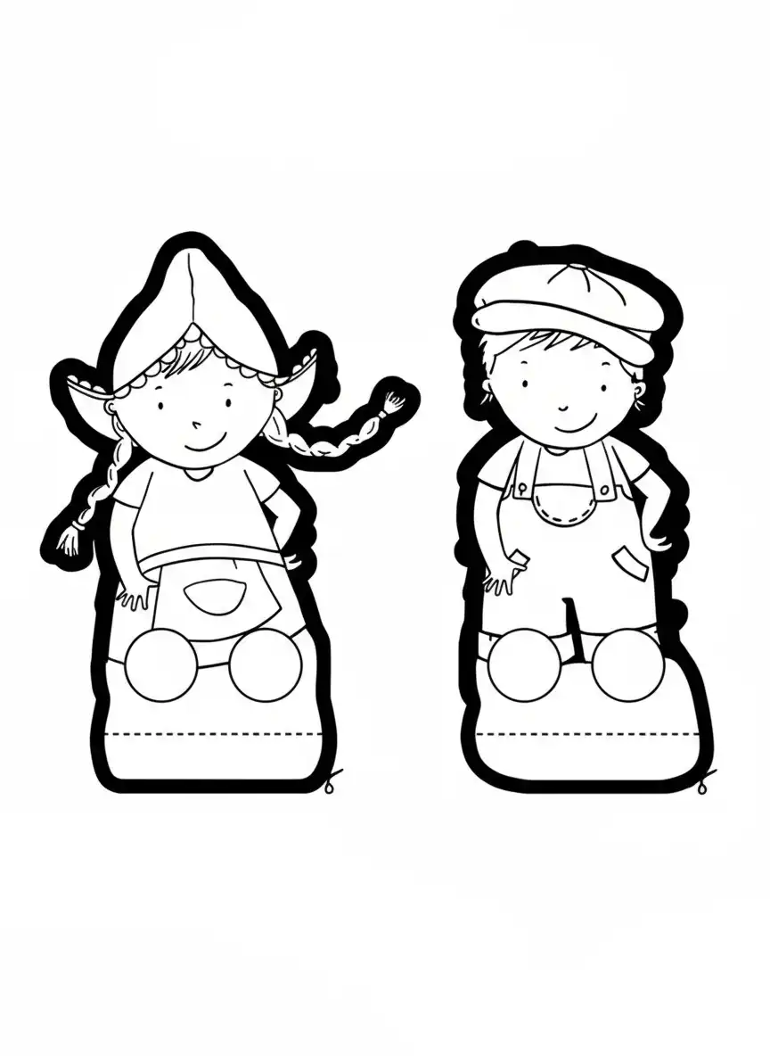 Fien en Teun Kleurplaat 23 fien en teun uitknipfiguren kleurplaat