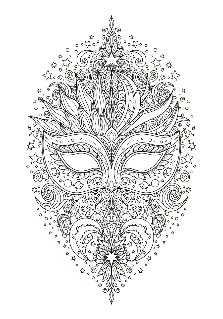 gedetailleerd mandala carnaval masker kleurplaat